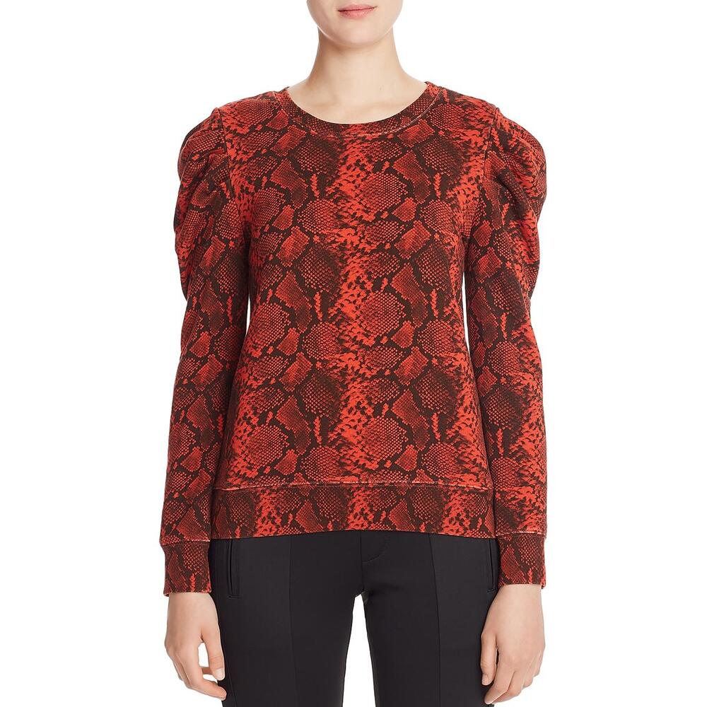 Pam & Gela Puff Shoulder Snake Print Sweatshirt Lava Red Size XS